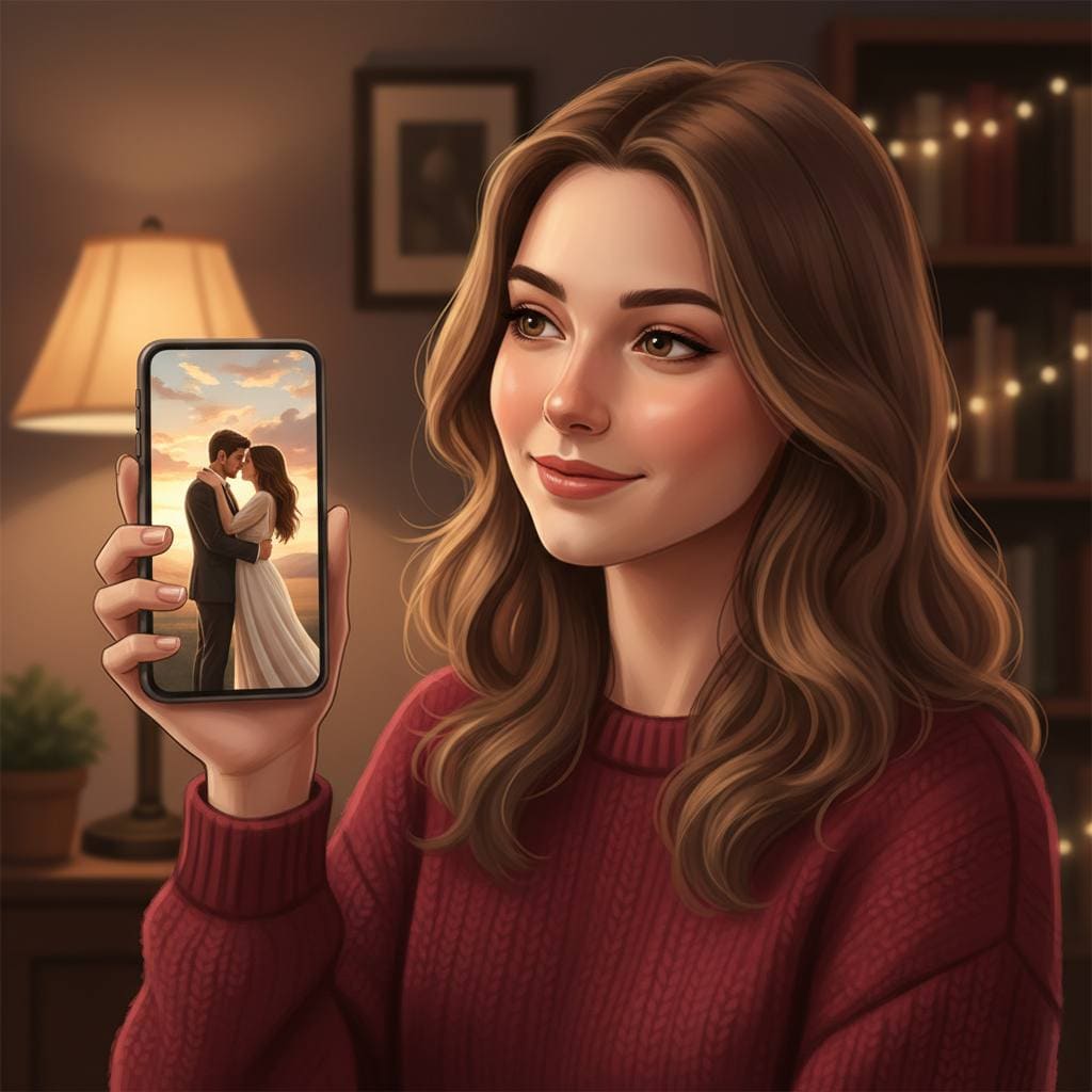 Девушка держит в руке смартфон