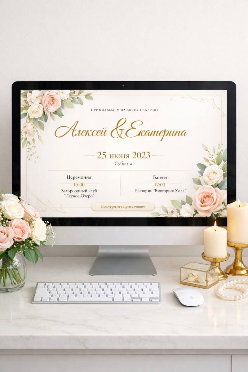 Сайт приглашение на экране монитора