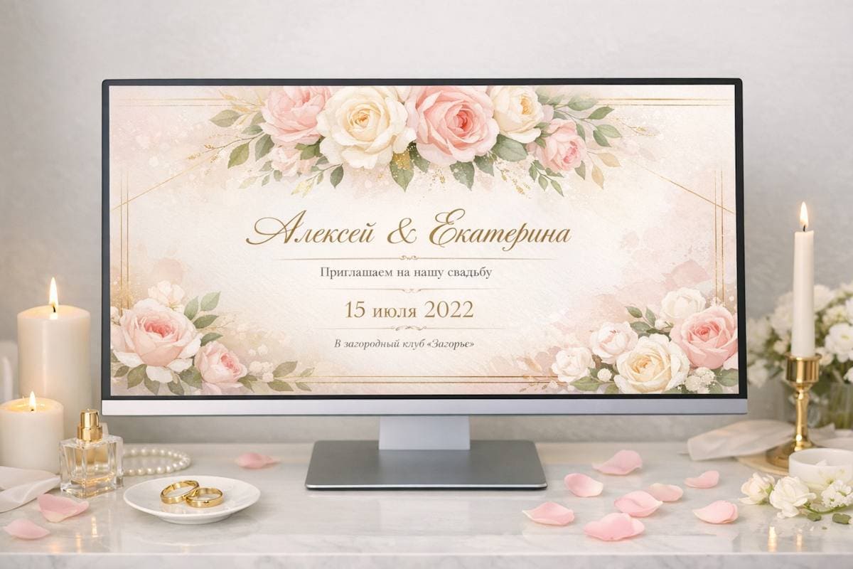 Сайт-приглашение на экране монитора